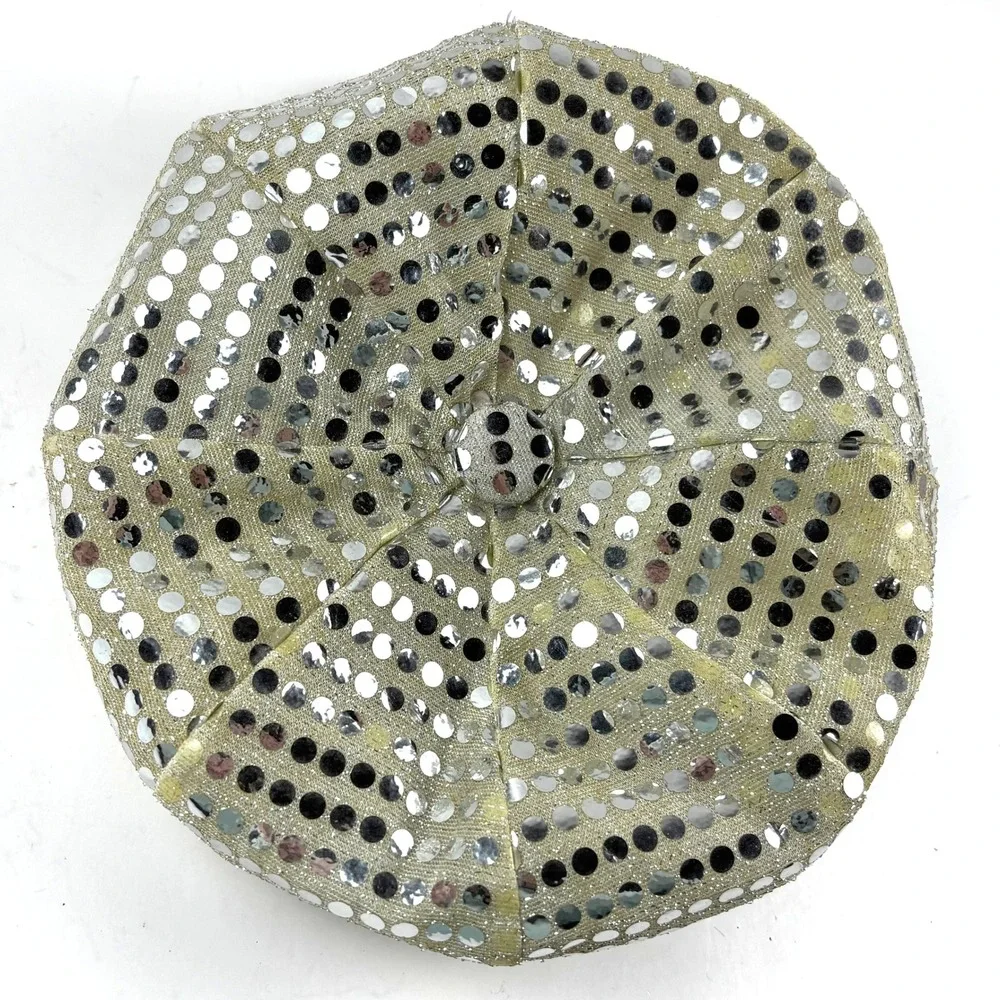 Sequin Newsboy Cap Womens Gold Silver Black Baker Boy Hat Festival‎ Glam Y2K